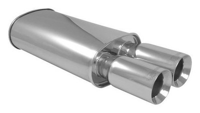 Vibrant 1047 STREETPOWER Oval Muffler Dual 3.5'' Tips 3'' Inlet Stainless Steel