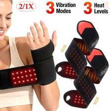 2/1pcs Cordless Wrist Heating Pad Wrap Heated Brace with Vibration Hand Massager