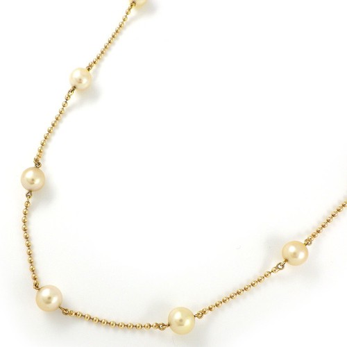 MIKIMOTO Necklace Station 7 Point Pearl 750(18K) Yellow Gold - 第 1/5 張圖片