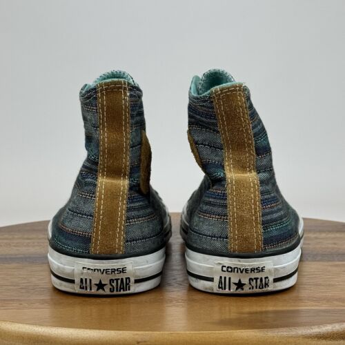 Mens Converse All Star High Top Peacock Acor Blue Striped Sneakers Shoes Size 9 - Picture 4 of 10