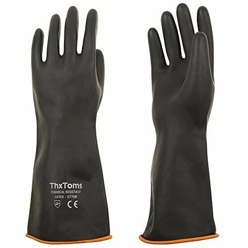 Acid Tear Resistant 14 Heavy Duty Latex Lab Gloves 2 gloves