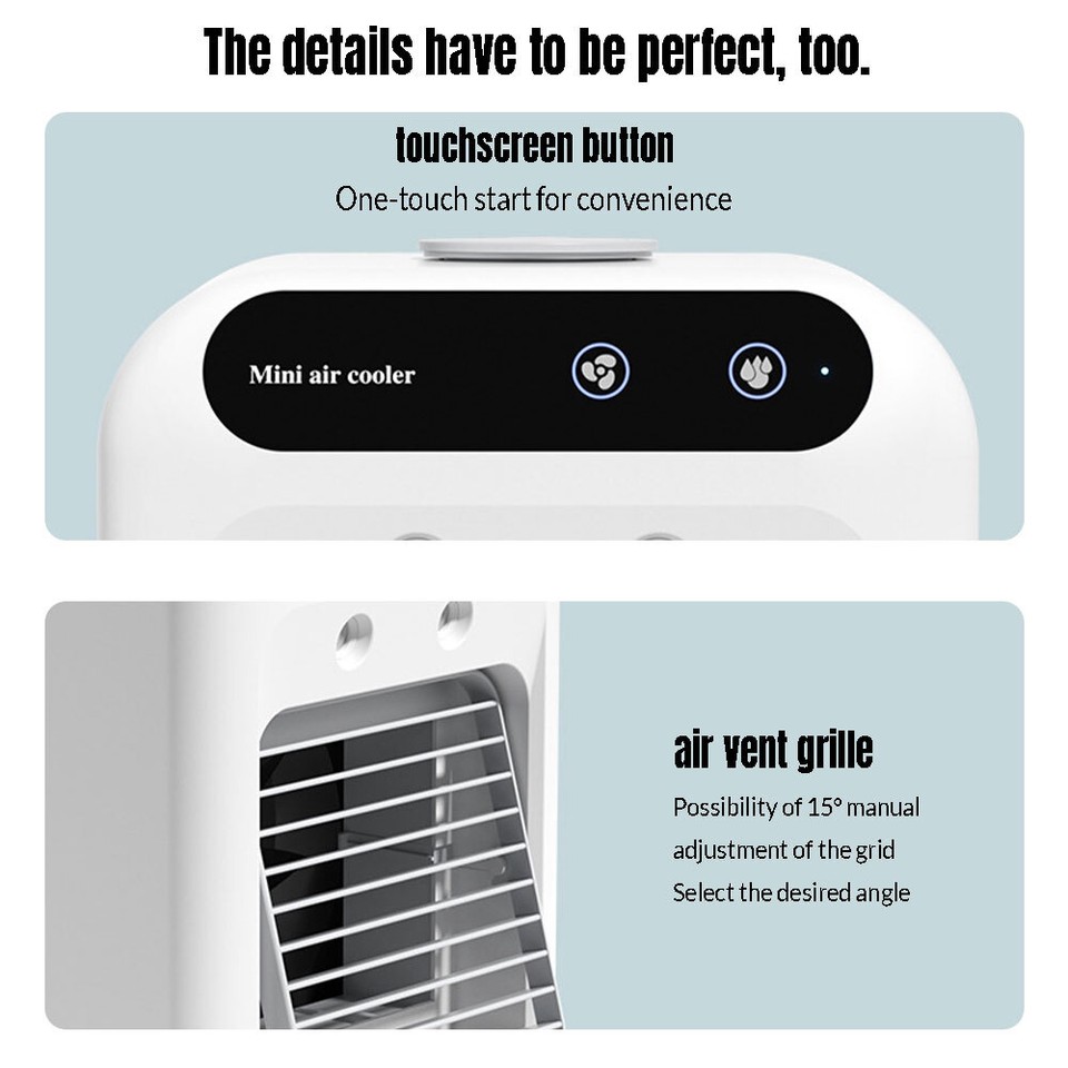 Mini aire acondicionado portátil, ventilador enfriador de aire, ventilador refrigerado por agua, aire acondicionado, aire acondicionado móvil de oficina, enfriador de aire Compra barata en