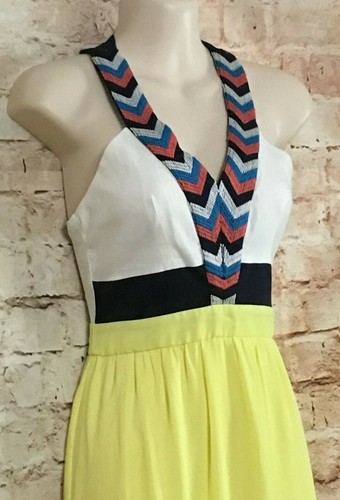 JEALOUS TOMATO Chartreuse CHEVRON Maxi Dress, SZ S, NWT - Picture 2 of 3