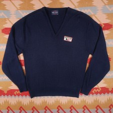 Vtg Keebler Embroidered Logo Navy Blue Sweater Men's XL V-Neck USA Made Kellogg