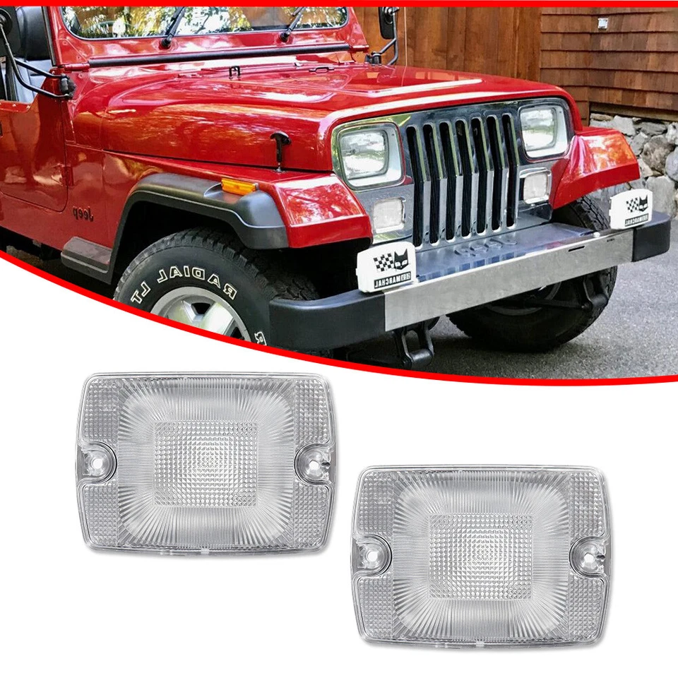 For Jeep 87-95 Wrangler YJ Clear Front Bumper Turn Signal Parking Light Housings - Изображение 2 из 4
