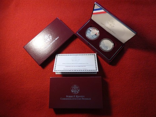 1998-S Robert Kennedy Proof & Unc 2-Coin Silver Dollar Commemorative Set #3443 - Picture 15 of 16