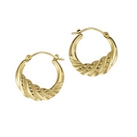 Creole Ohrring Gold F Creolen 333/- Gold 2Cm Damen Matt/Diamantiert Neu
