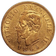 Moneda - Italia Victor Emmanuel II - Oro - 10 Lire 1865 Turin - Tesoro Lusignan