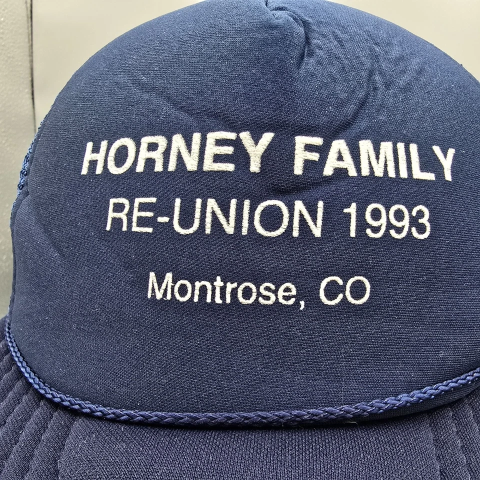 Vintage Horney Family Re-Union 1993 Montrose Colorado Blue Speedway Trucker Cap - Image 3 of 4
