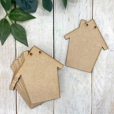 MDF Laser Cut Wooden Bunting Make Your Own Bunting House Shape 10 Pack