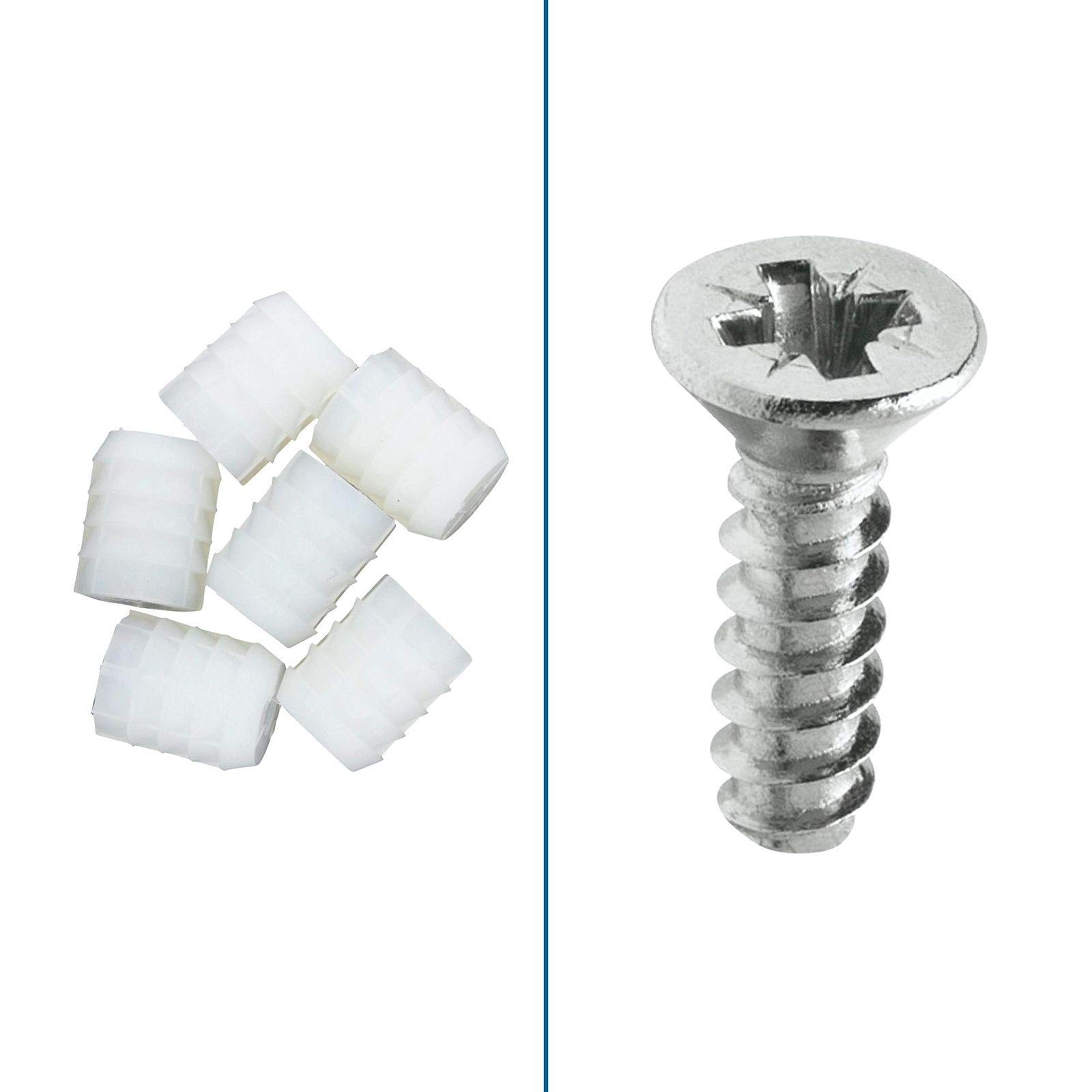Hardware 8mm Plastic Hinge Dowel Inserts with Screws, 100 Pack