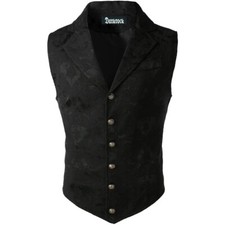 Handmade Mens Black Victorian Suit Gentleman Vests Steampunk Gothic Waistcoat