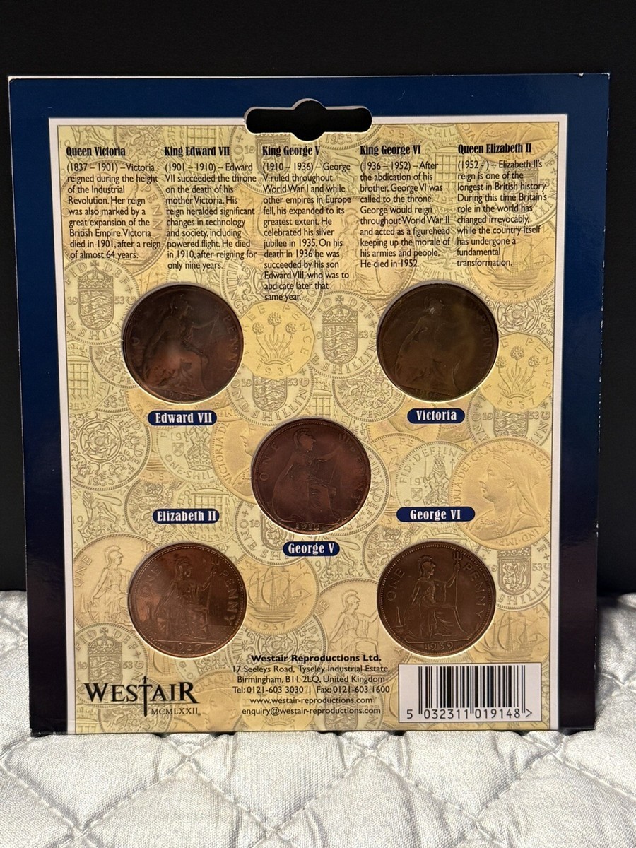 British Monarchs Collection 旧貨幣 British Coin Collection - 5 Coin Set - British Monarchs 1837