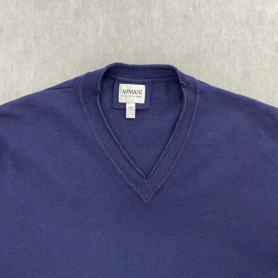 Suéter Armani Collezioni Adulto Medio Azul Cuello en V Manga Larga Pullover Para Hombres M Foto 3 de 4