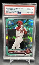 2022 Bowman Chrome Prospects Sapphire Jordan Walker Aqua /99 #BCP221 PSA 10
