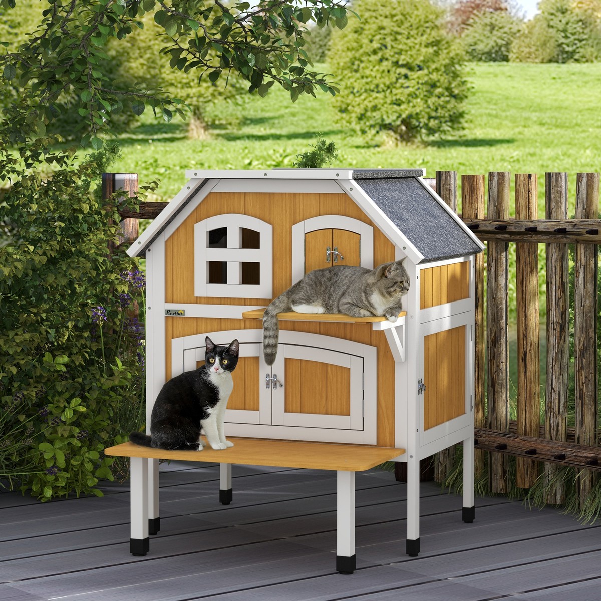Outdoor Cat House Tiers Feral Cat House w/ Openable Asphalt Roof