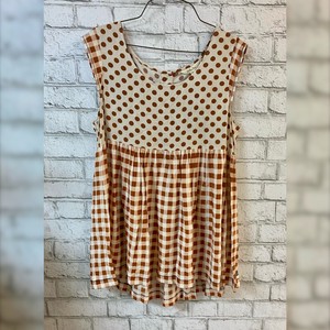 burnt orange polka dot top