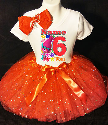 Trolls Poppy 6th sixth 6 Birthday ***With NAME*** Red Tutu Dress  Fast Shipping 