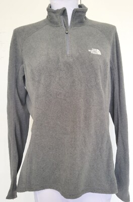 TheNorthFace 1/4 Zip Fleece Long Sleeve Pullover Women's L Lightweight Gray Top