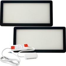 Image of 2x MATT BLACK Low Profile Under Cabinet Light & Driver - Warm White Diffused LED