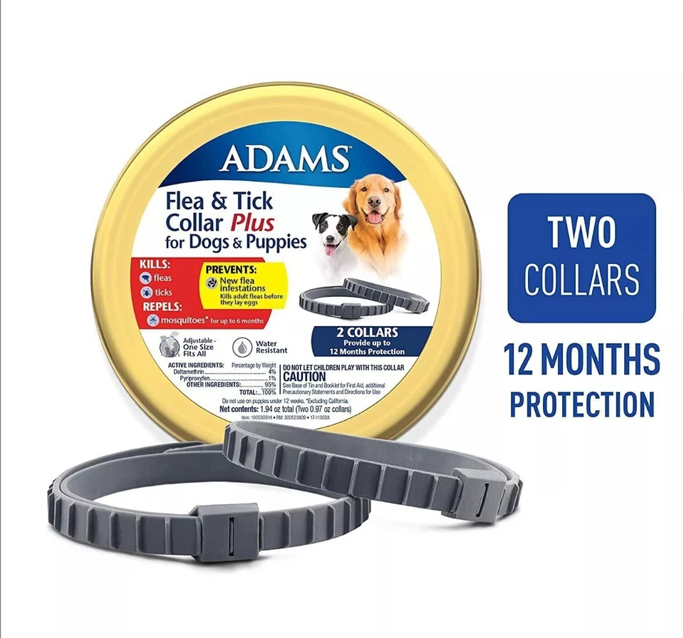 Adams Flea & Tick Collar Plus for Dogs & Puppies - 2 Collars - 12 Month Protect - Image 3 of 3