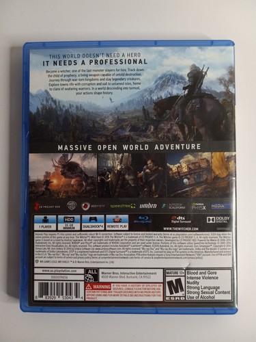 Witcher 3: Wild Hunt (PlayStation 4, PS4 - 2015) Completo con Mapa - Imagen 2 de 3