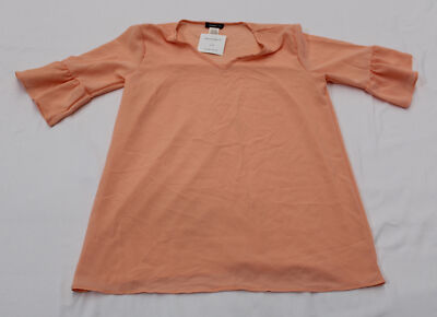 Heimish USA Women's Molly Ruffle Sleeve Blouse JL3 Soft Peach Small NWT