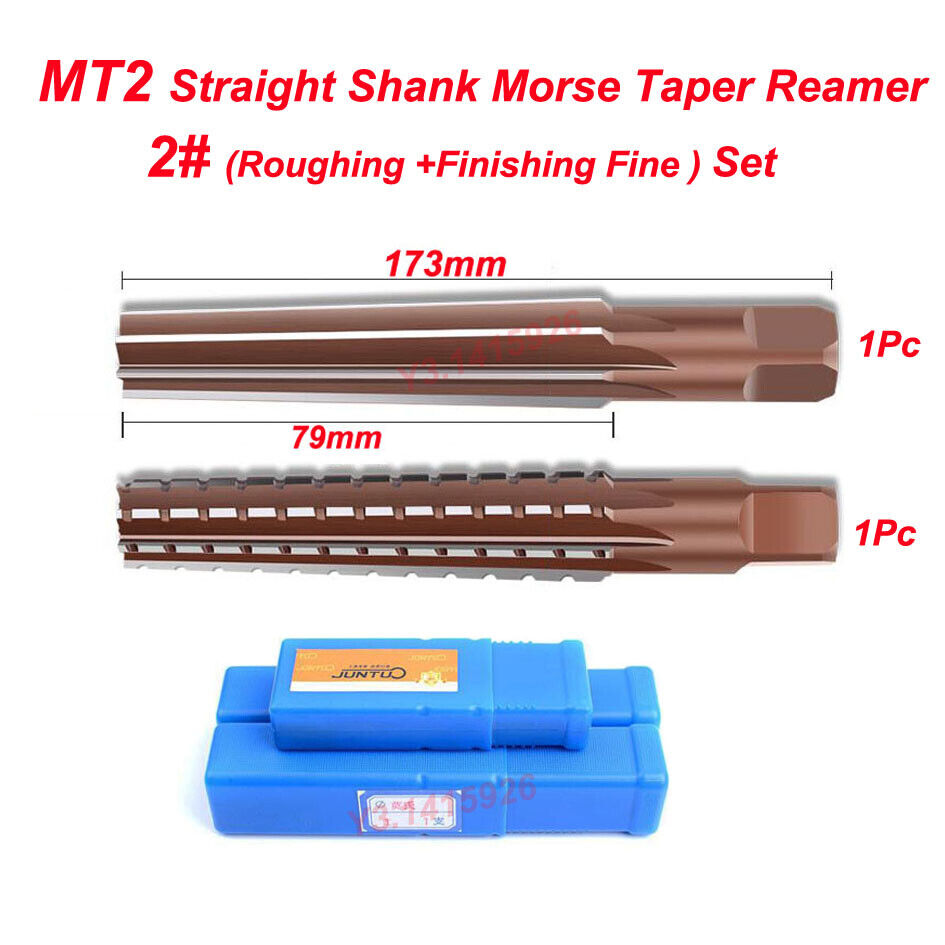 MT2 No.2 Straight Shank Morse Taper Reamer Set Roughing Finishing Fine New