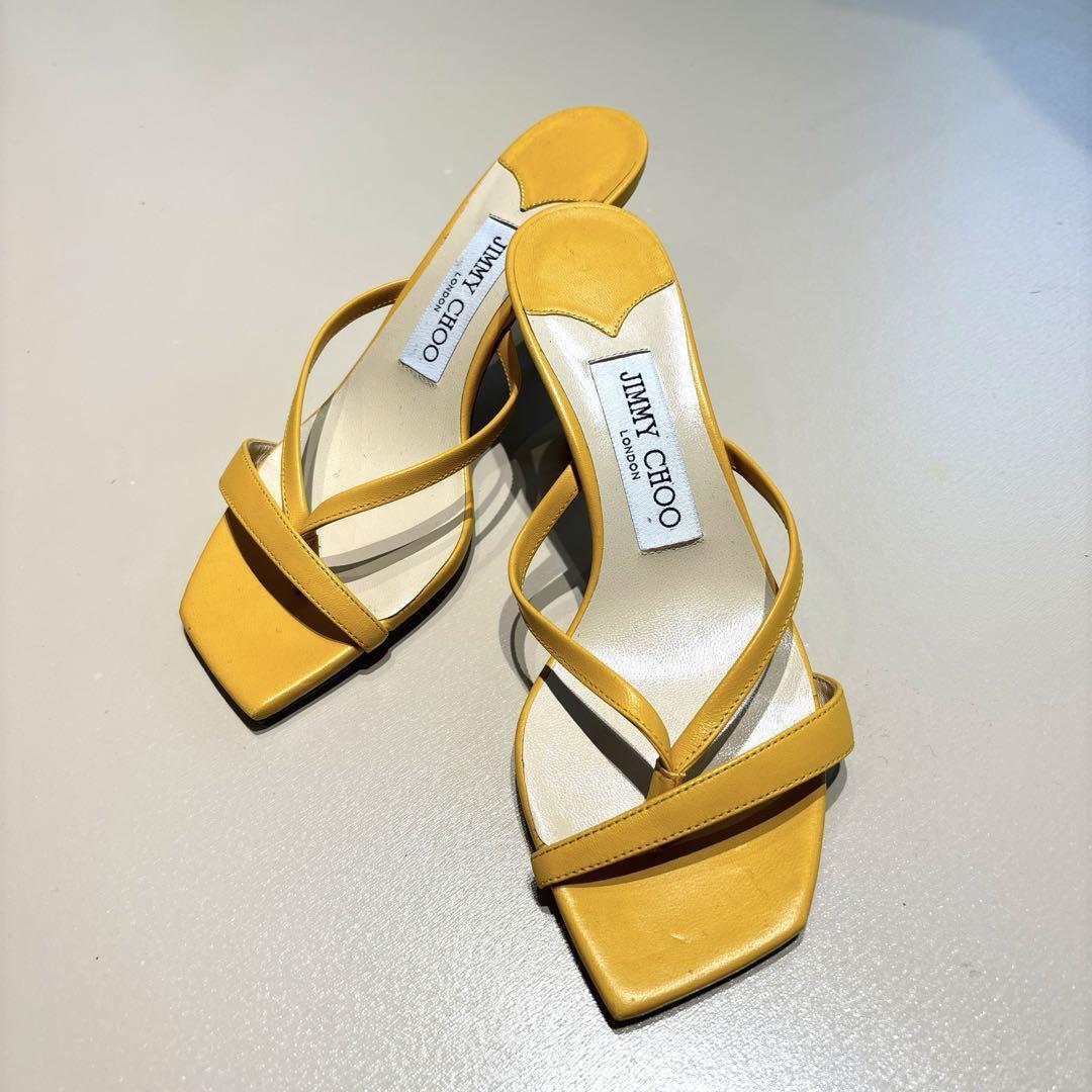 Jimmy Choo Mules Sandals Heel Leather Yellow EU35.5/US5.5 Jimmy Choo Mules Sandals Heel Leather Yellow EU35.5/US5.5