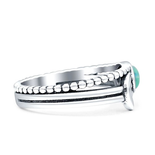 Crescent Moon Ring Oxidized Round Shape Ring 925 Sterling Silver 7mm - Picture 3 of 7
