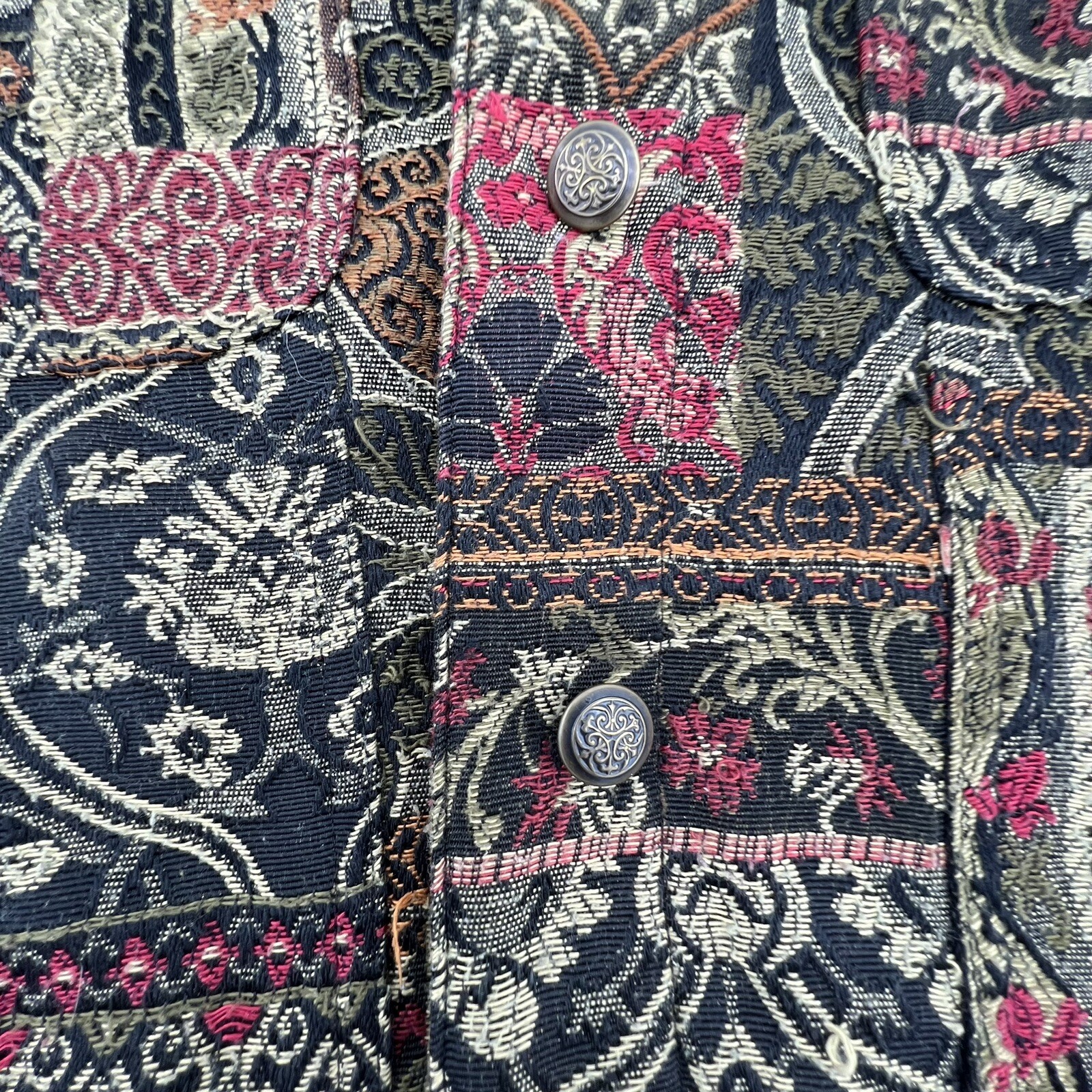 Chico's Colorful Patchwork Button Front Tapestry … - image 2