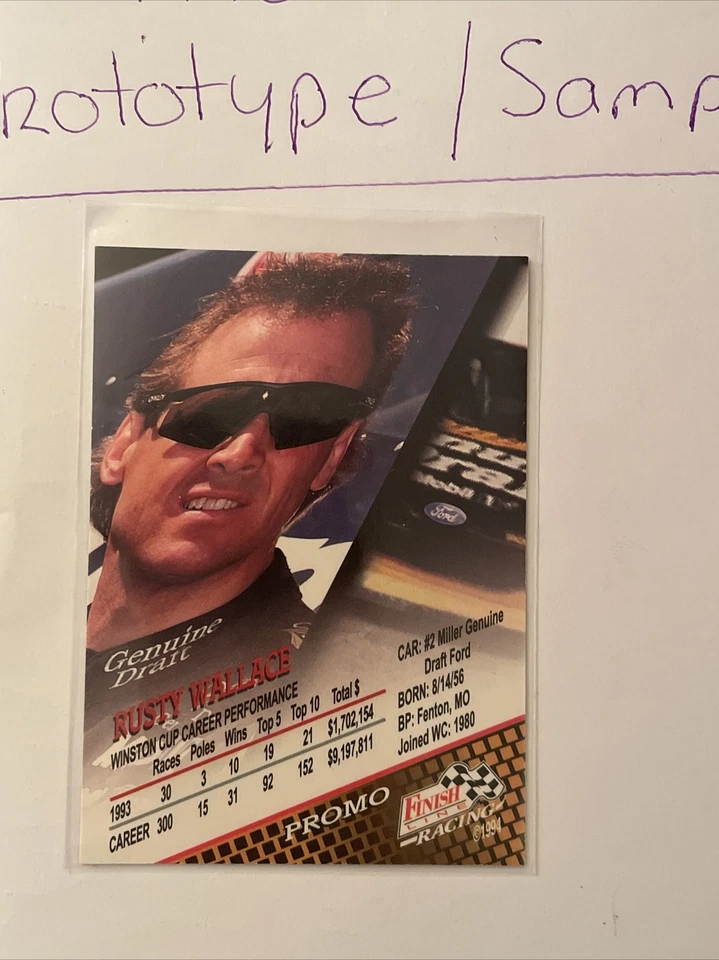 1994 Finish Line Racing Promo Card Promotional NNO Rusty Wallace - Image 3 of 3