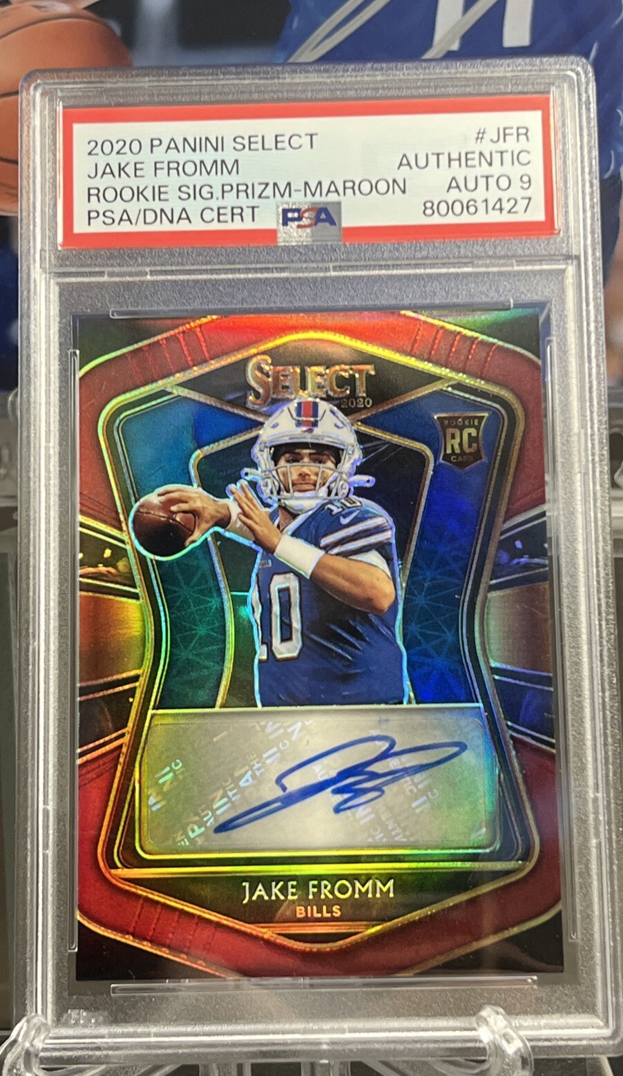 Jake Fromm Autographed Signed Buffalo Bills 2020 Select Maroon Rookie s /60 PSA Auto 9 