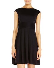  ELIZA J PONTE CAP SLEEVE SKATER  FIT & FLARE BLACK  DRESS sz 4