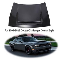 For 2008-2023 Dodge Challenger Demon Style Steel Black Hood With Vented Bezel