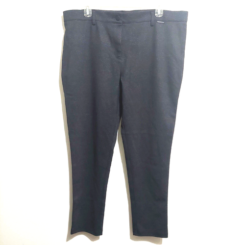 Mario Serrani Women XL Legging Pants Charcoal Plaid Knit Slimming Modern Fit NEW