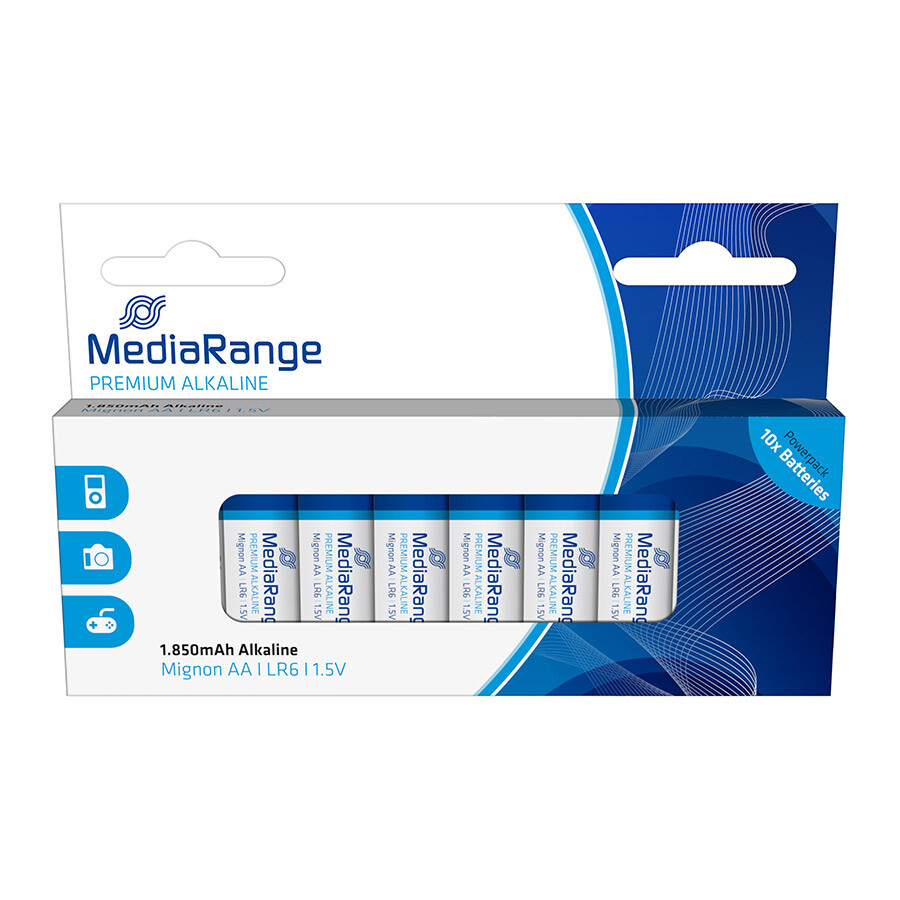 MediaRange Batterie Alcaline LR6 Mignon AA 1.5V - MRBAT105 - Conf. 10 pz