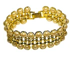 Vintage Avon Bracelet Gold Tone Faux Pearl Wide Chain Box Clasp Costume Jewelry
