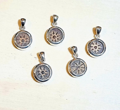 A lot of 5 Ancient Widow's Mites Coins set in Sterling Silver Frame