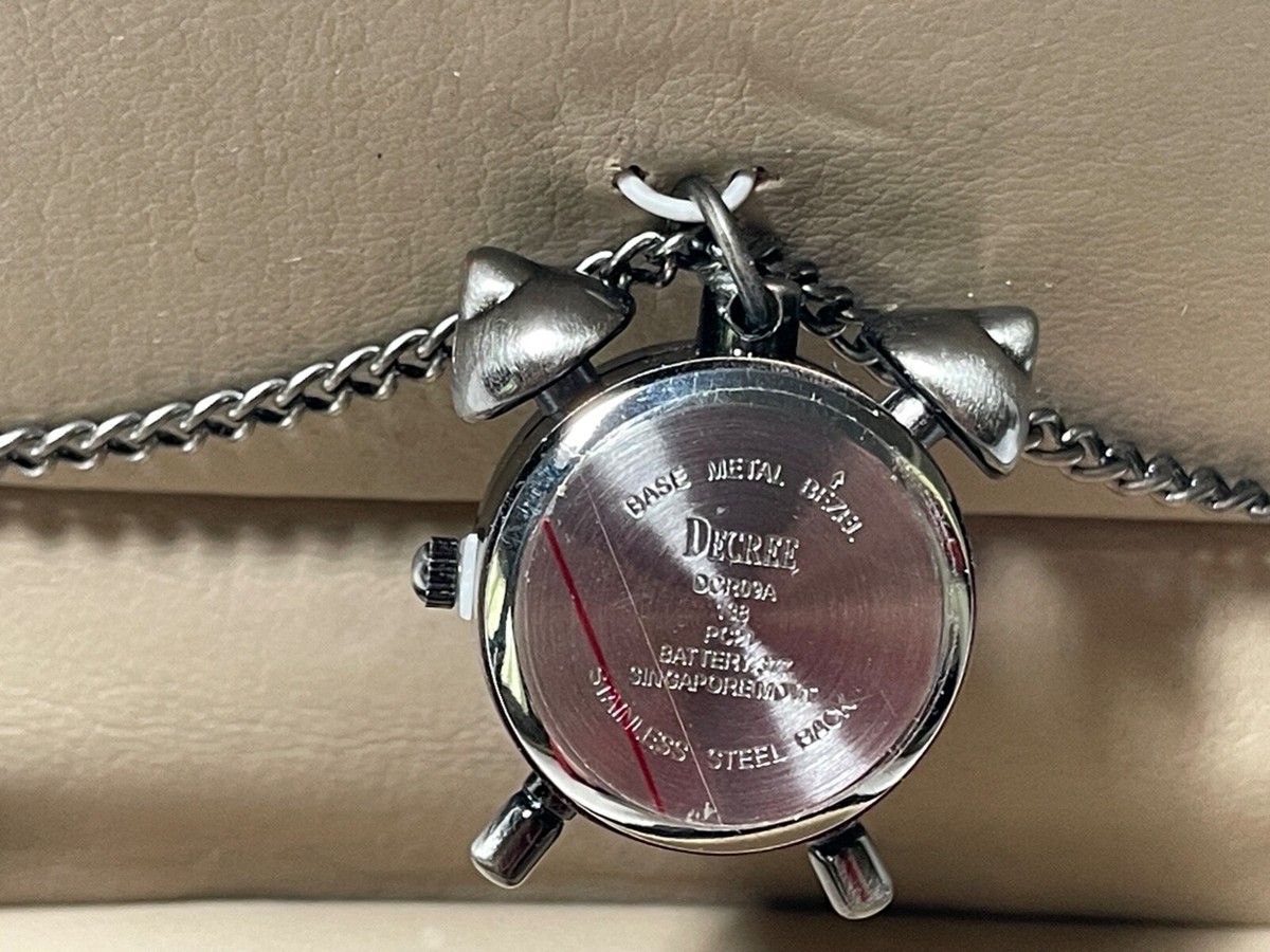 Decree vintage Gunmetal Open-Face Pocket Watch Necklace watch Decree White Face Gunmetal Body Pendant new Watch ~broken  main image 2
