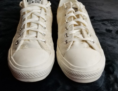 Converse AS Chuck Taylor Shoes Womens 9.5 White&Beige Embroidery MINT - Picture 10 of 14