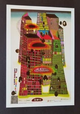 Friedensreich Hundertwasser "Bleeding Town" Mounted offset  Lithograph 1986
