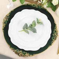 6 HUNTER GREEN 13" Round with Embossed Rim Charger Plates Wedding Party Dinner