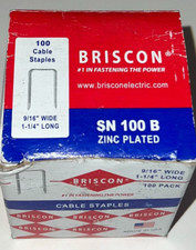 BOX OF 100 BRISCON ELECTRIC SN 100 B Zinc Plated Staples 9/16" Wide 1-1/4" Long