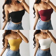 Ladies Plain Printed Boob Tube Strapless Bandeau Bra Crop Top Elastic Stretch