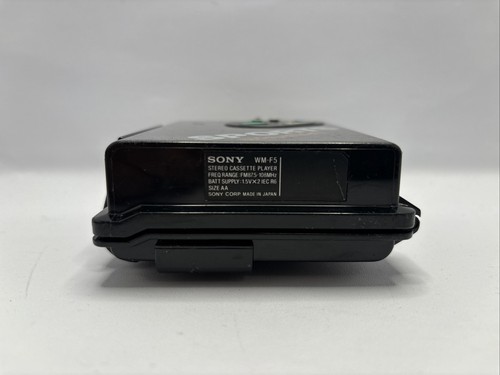 Vintage Sony Sports Walkman FM WM-F5 Stereo Black w/ Belt Clip - Working - Foto 8 di 11