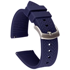 Herringbone Pattern Silicone Quick Release Watch Band - Navy Blue - 22mm