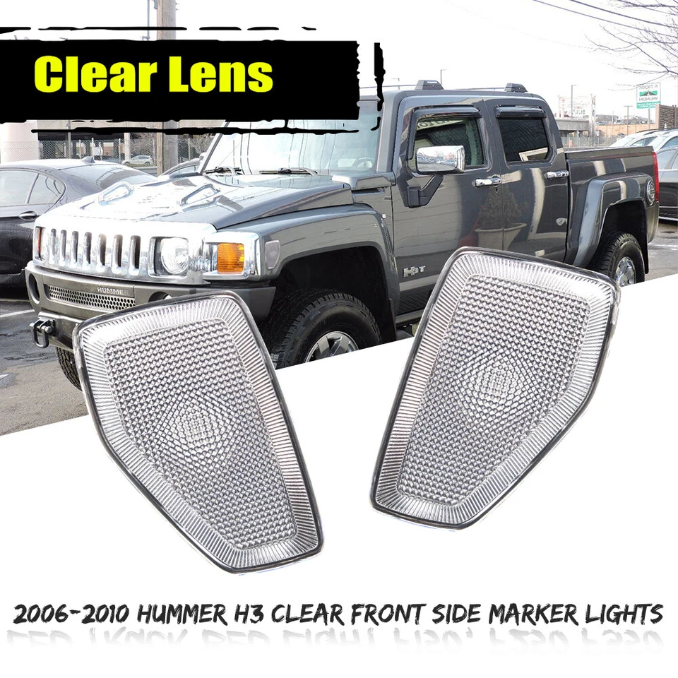 Para 05/06-10 Hummer H3/09-10 H3T Guardabarros Delantero Transparente Luces Marcadoras Laterales Carcasa Foto 2 de 4