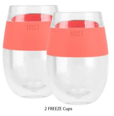 Host Wine Freeze Cup Set of 2 Plastic Double Insulated Wine Cooling Freeze