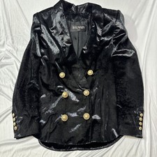 Balmain Double Breasted Velvet Blazer Glitter Sparkle Black EU38 WORN ONCE